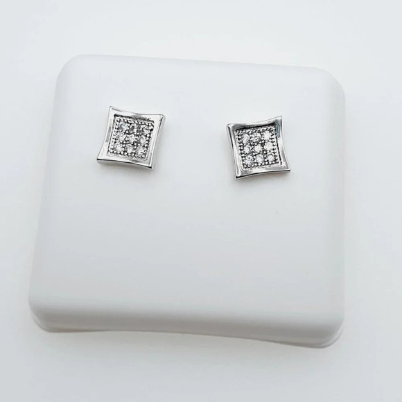 C925 Sterling Silver Plated CZ Earrings, INUS1BR036 - Picture 1 of 11